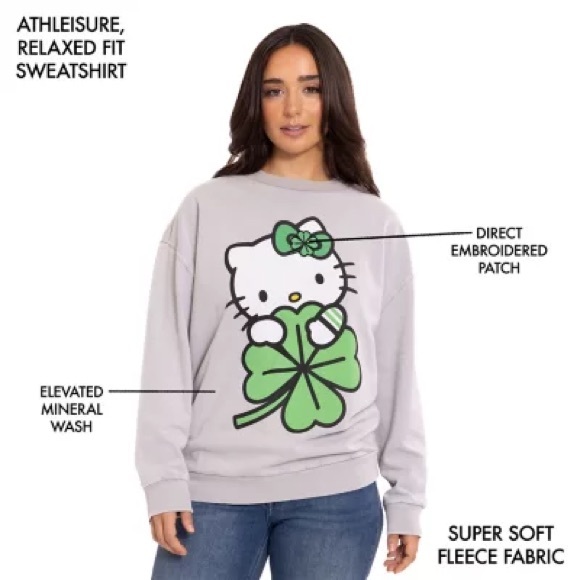 🍀 Hello Kitty St. Patrick's Day Crewneck Sweatshirt - Picture 4 of 5
